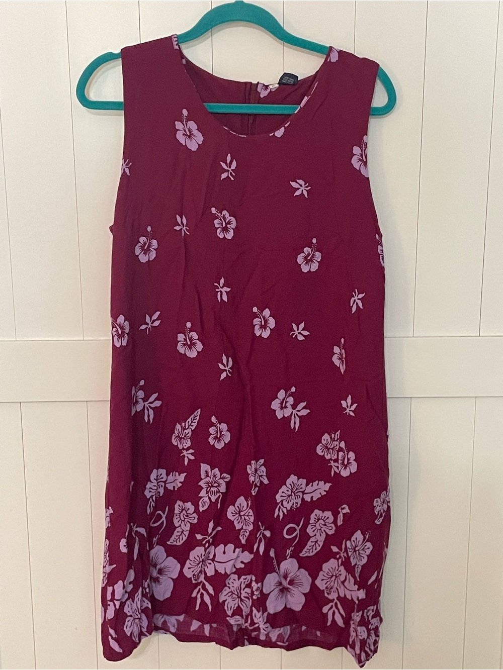 Sleeveless Maroon Floral Shift Dress by Hibiscus XL